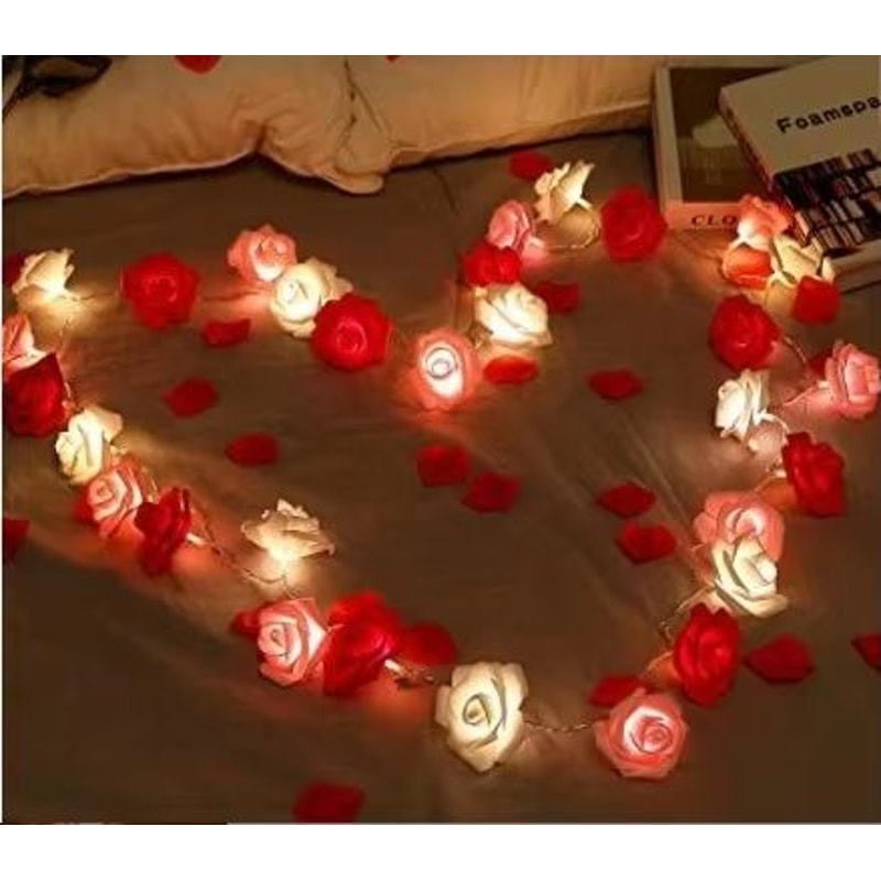 Battery Operated Rose Flower String Lights 984ft 20 LEDs Romantic Artificial Rose Garland 6