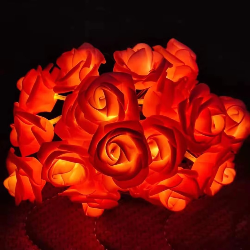 Battery Operated Rose Flower String Lights 984ft 20 LEDs Romantic Artificial Rose Garland 8