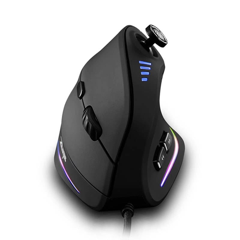 ZELOTES C18 Ergonomic Vertical Mouse 11 Programmable Buttons 10000 DPI RGB Wired Gaming Mouse 0