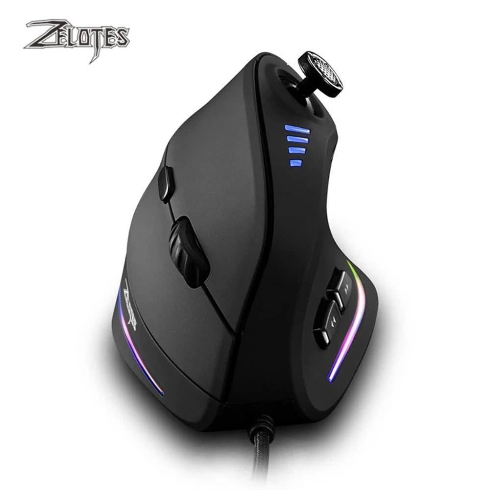 ZELOTES C18 Ergonomic Vertical Mouse 11 Programmable Buttons 10000 DPI RGB Wired Gaming Mouse 1