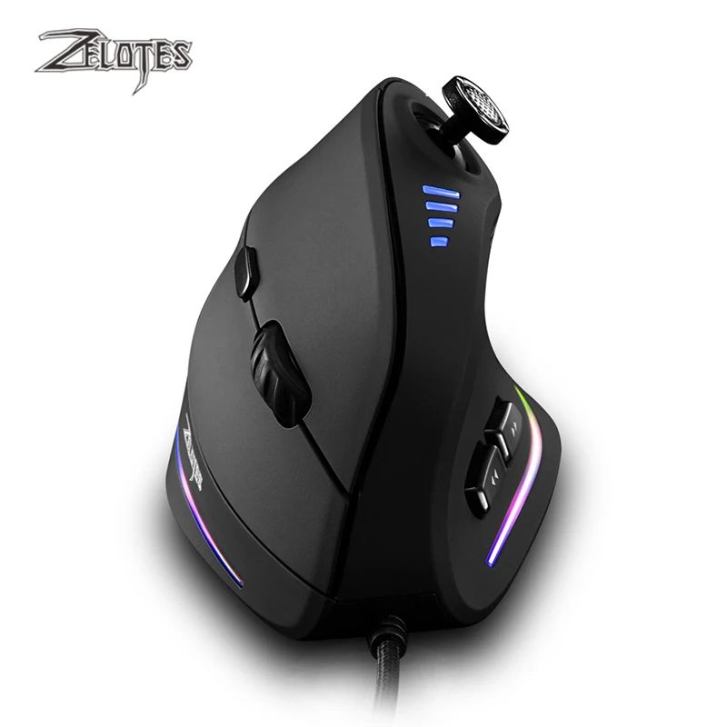 ZELOTES C18 Ergonomic Vertical Mouse 11 Programmable Buttons 10000 DPI RGB Wired Gaming Mouse 1