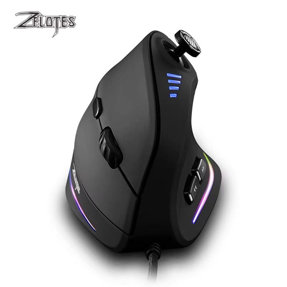 ZELOTES C18 Ergonomic Vertical Mouse 11 Programmable Buttons 10000 DPI RGB Wired Gaming Mouse 6
