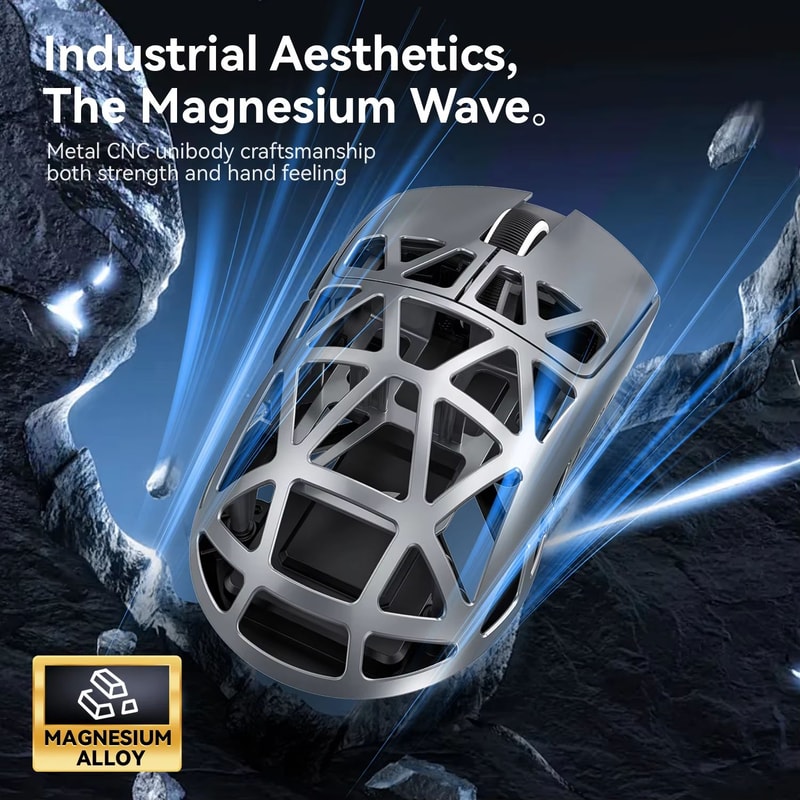 ATTACK SHARK R2 Magnesium Alloy Wireless Gaming Mouse PAW3950 Sensor 8K Polling Tri Mode Bluetooth 3