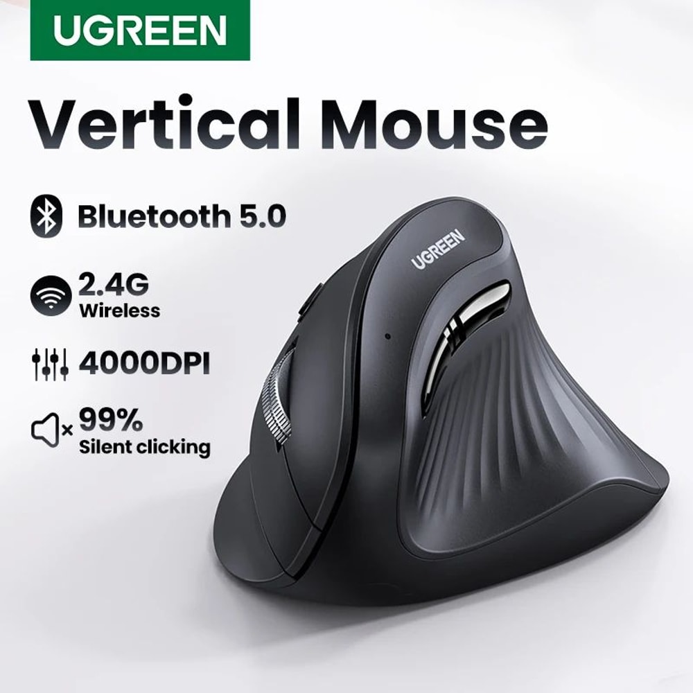 UGREEN Wireless Vertical Mouse With Bluetooth 50 And 24G 4000 DPI 6 Silent Buttons For MacBook And 0