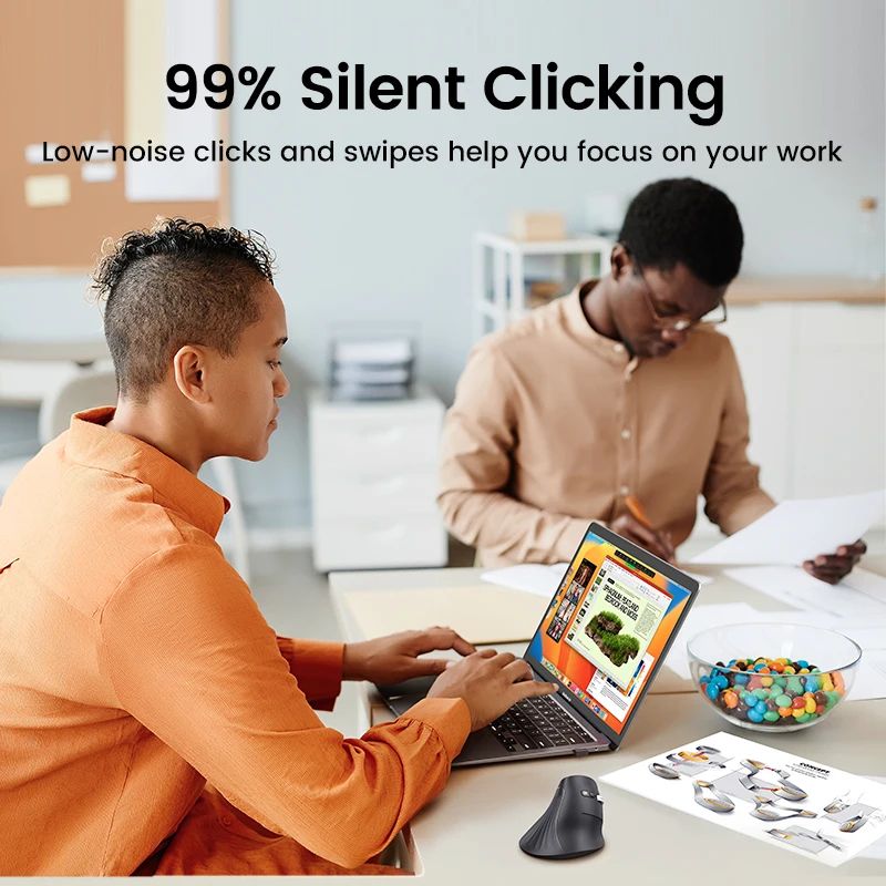 UGREEN Wireless Vertical Mouse With Bluetooth 50 And 24G 4000 DPI 6 Silent Buttons For MacBook And 3