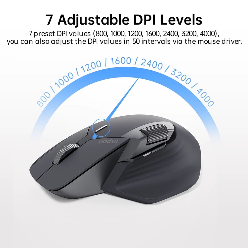 Rapoo MT760L Or MT760M Multi Mode Rechargeable Wireless Mouse Ergonomic 4000 DPI Multi Device Bluet 4