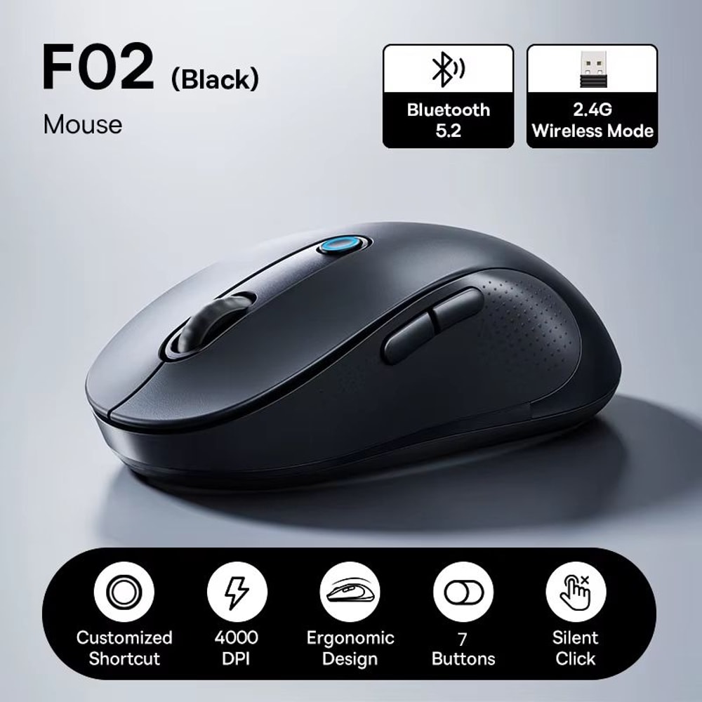 Baseus F02 Ergonomic Wireless Mouse With Bluetooth 52 And 4000 DPI Precision 6