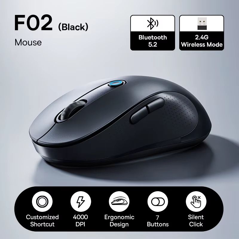 Baseus F02 Ergonomic Wireless Mouse With Bluetooth 52 And 4000 DPI Precision 6