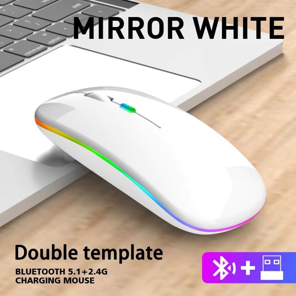 Dual Mode Bluetooth Mouse And 24GHz Rechargeable Wireless Mouse With RGB Lights And Silent Click 7