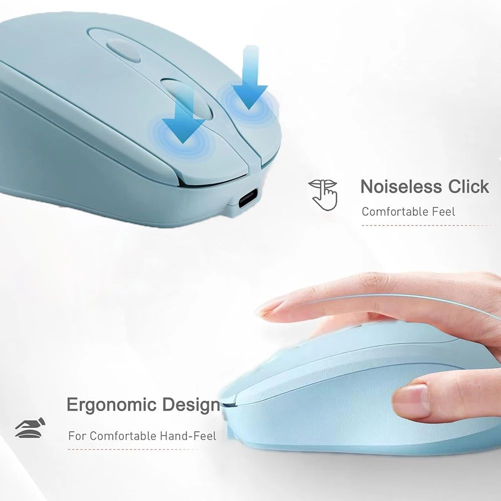 Dual Mode Wireless Mouse With Bluetooth And 24G USB Rechargeable Silent Click For PC MacBook Laptop 4
