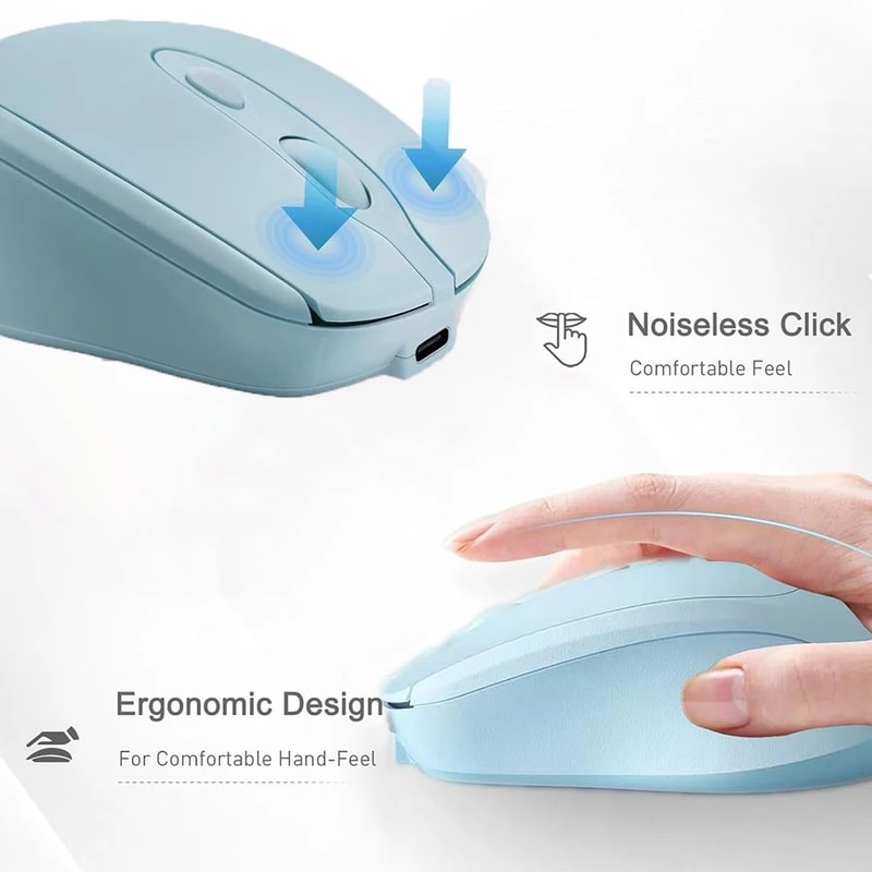Dual Mode Wireless Mouse With Bluetooth And 24G USB Rechargeable Silent Click For PC MacBook Laptop 4