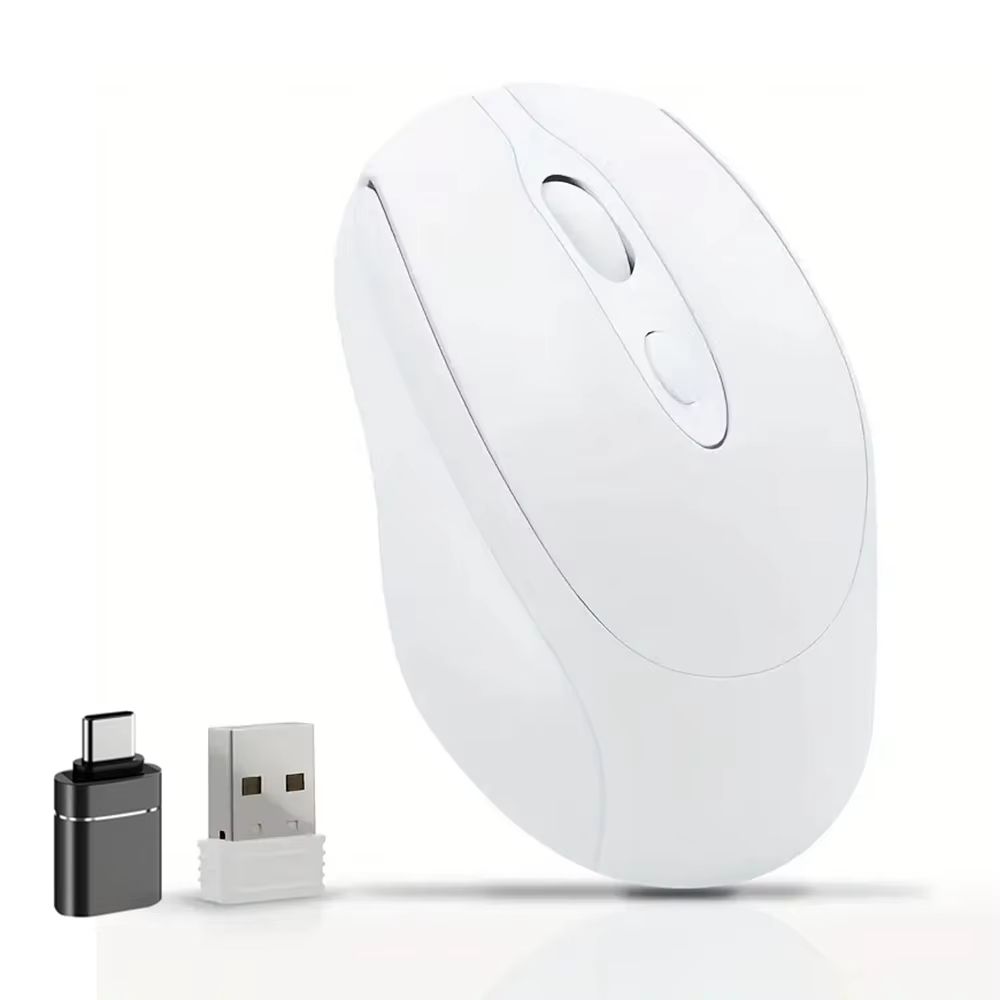 Dual Mode Wireless Mouse With Bluetooth And 24G USB Rechargeable Silent Click For PC MacBook Laptop 14