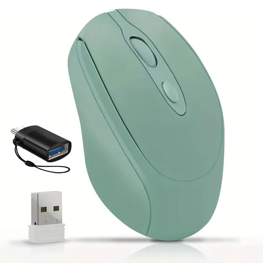 Dual Mode Wireless Mouse With Bluetooth And 24G USB Rechargeable Silent Click For PC MacBook Laptop 17