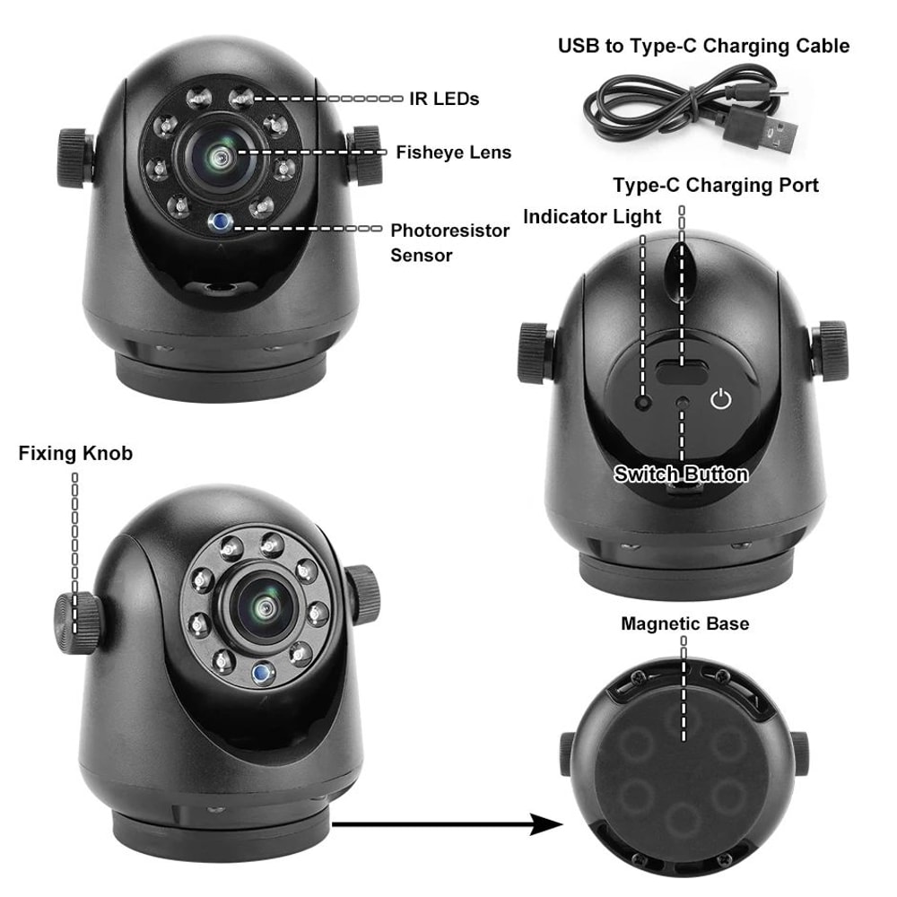 GreenYi Magnetic Hitch Wireless Backup Camera With 5GHz WiFi Rechargeable Battery Night Vision For 3