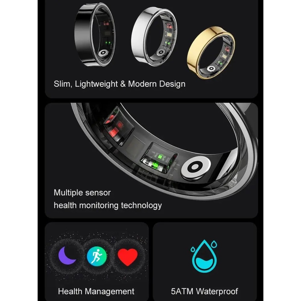 R09 Smart Health Ring With Skin Temperature Tracking And 5ATM Waterproof Design 1