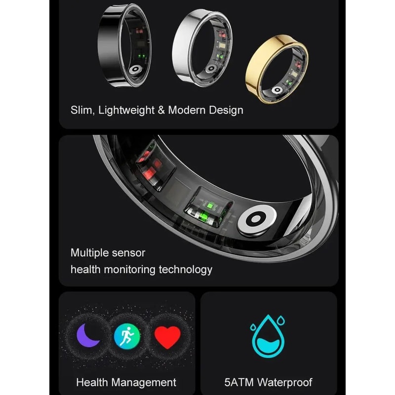 R09 Smart Health Ring With Skin Temperature Tracking And 5ATM Waterproof Design 1