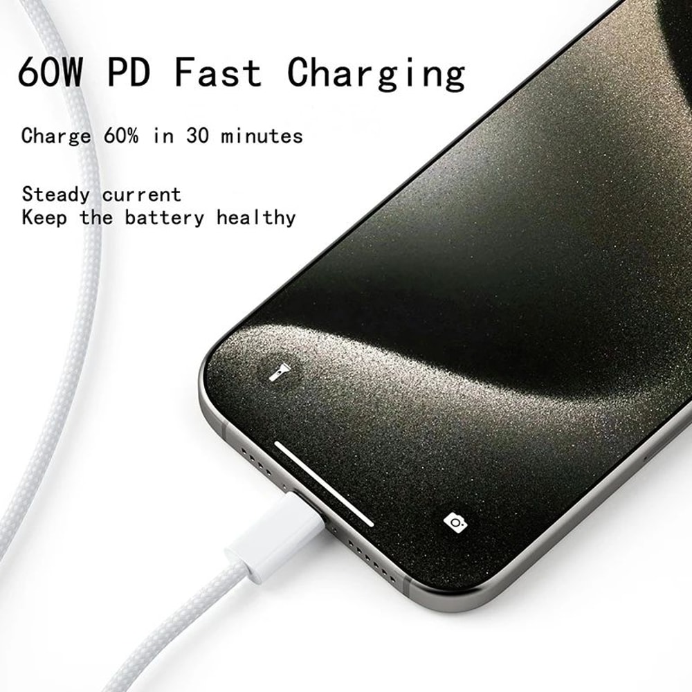 PD 60W USB C To USB C Braided Fast Charging Cable For IPhone 15 And Android 4