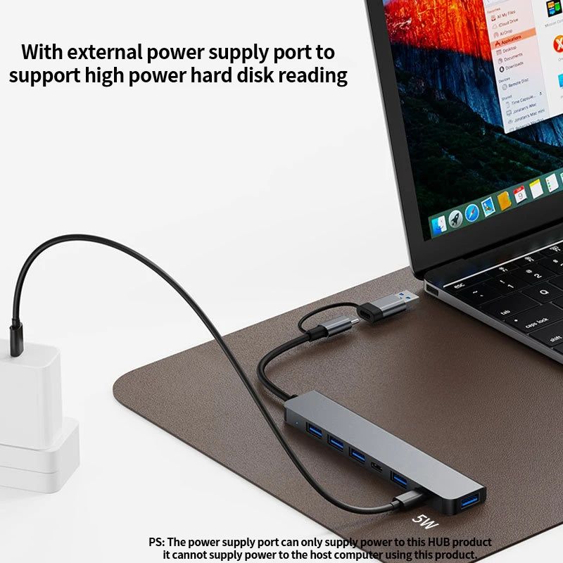 Aluminum 7 In 1 USB C Hub With USB 30 4 USB 20 And Dual USB C Ports 2