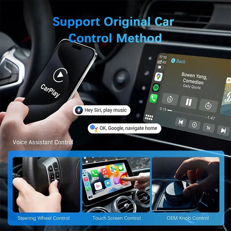 2in1 Wireless CarPlay Adapter And Android Auto Wireless Adapter USB Plug And Play Converter For OEM