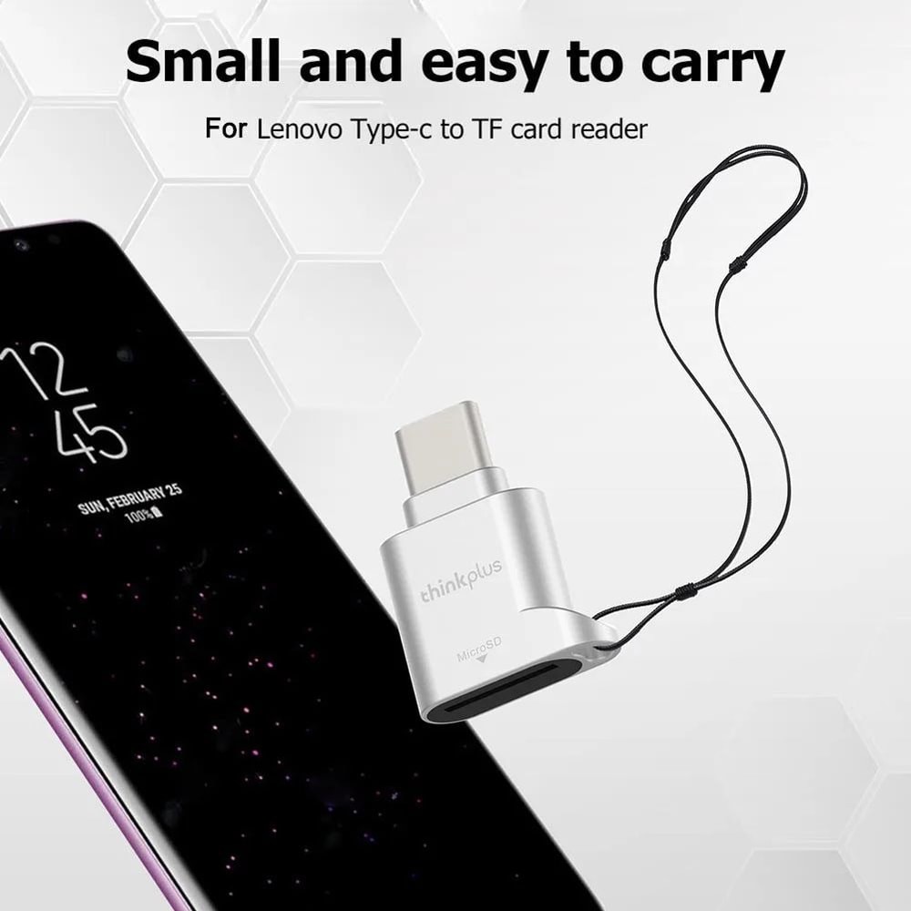 Lenovo Thinkplus USB C Micro SD Card Reader Mini Metal TF Card Adapter For Type C Phones And Laptop 3