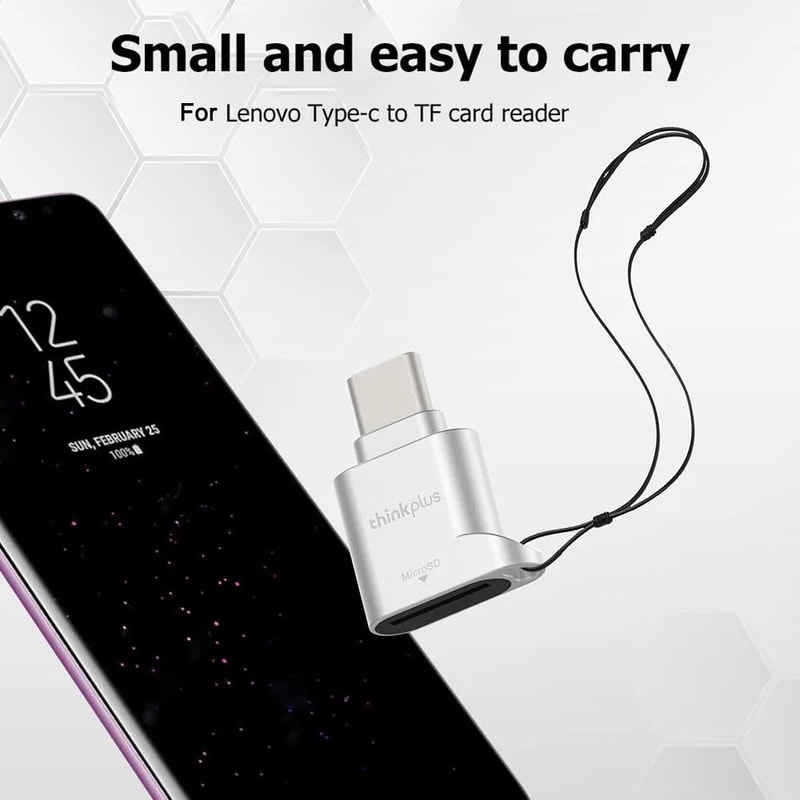 Lenovo Thinkplus USB C Micro SD Card Reader Mini Metal TF Card Adapter For Type C Phones And Laptop 3