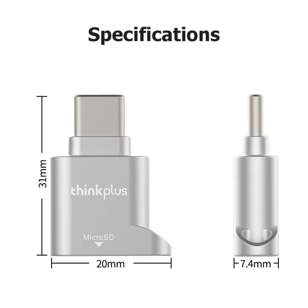Lenovo Thinkplus USB C Micro SD Card Reader Mini Metal TF Card Adapter For Type C Phones And Laptop 5
