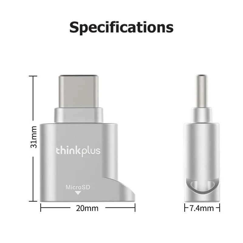Lenovo Thinkplus USB C Micro SD Card Reader Mini Metal TF Card Adapter For Type C Phones And Laptop 5