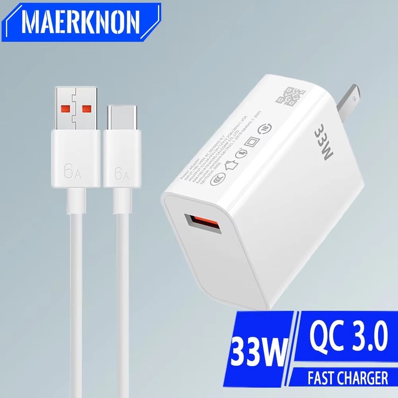 33W USBC Fast Charger Wall Adapter With 6A TypeC Cable EU And US Plug Quick Charge Power Adapter Fo 0