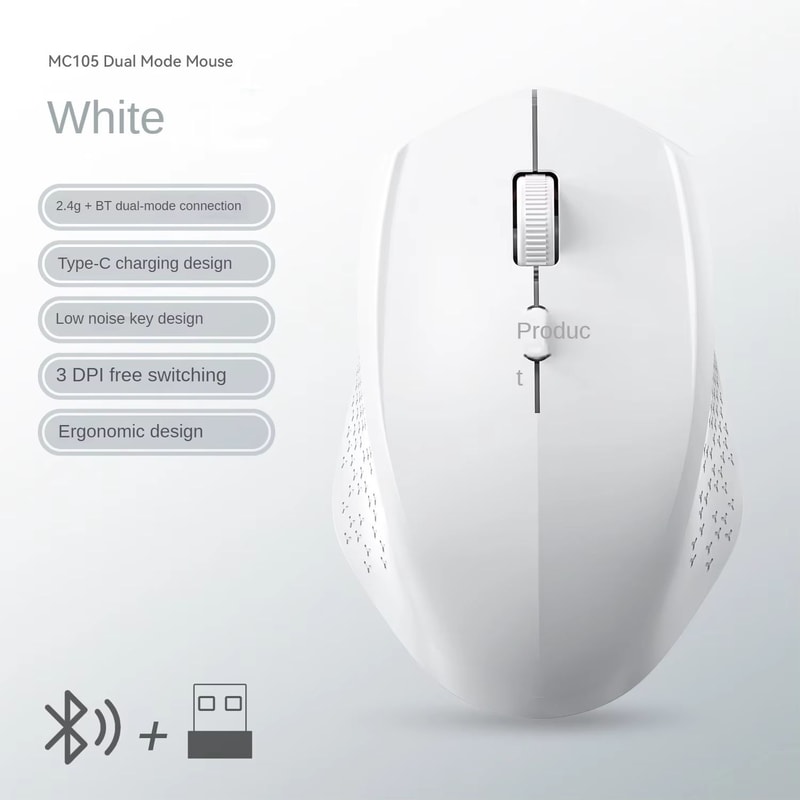 Bluetooth 52 Dual Mode Wireless Mouse Rechargeable Silent 1600 DPI Mouse For Laptop And Desktop 8