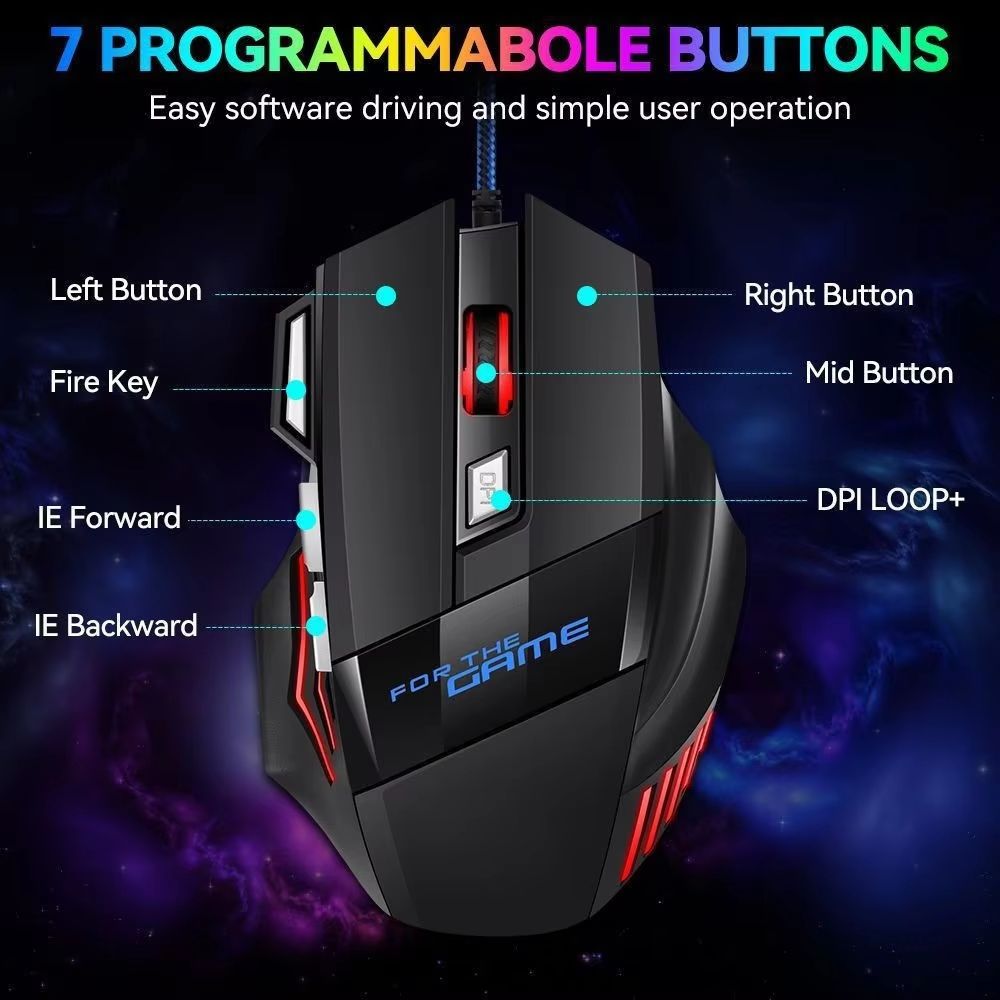 Hyperspeed RGB Wired Gaming Mouse 7 Button Ergonomic Esports Mouse For PC And Laptop 2