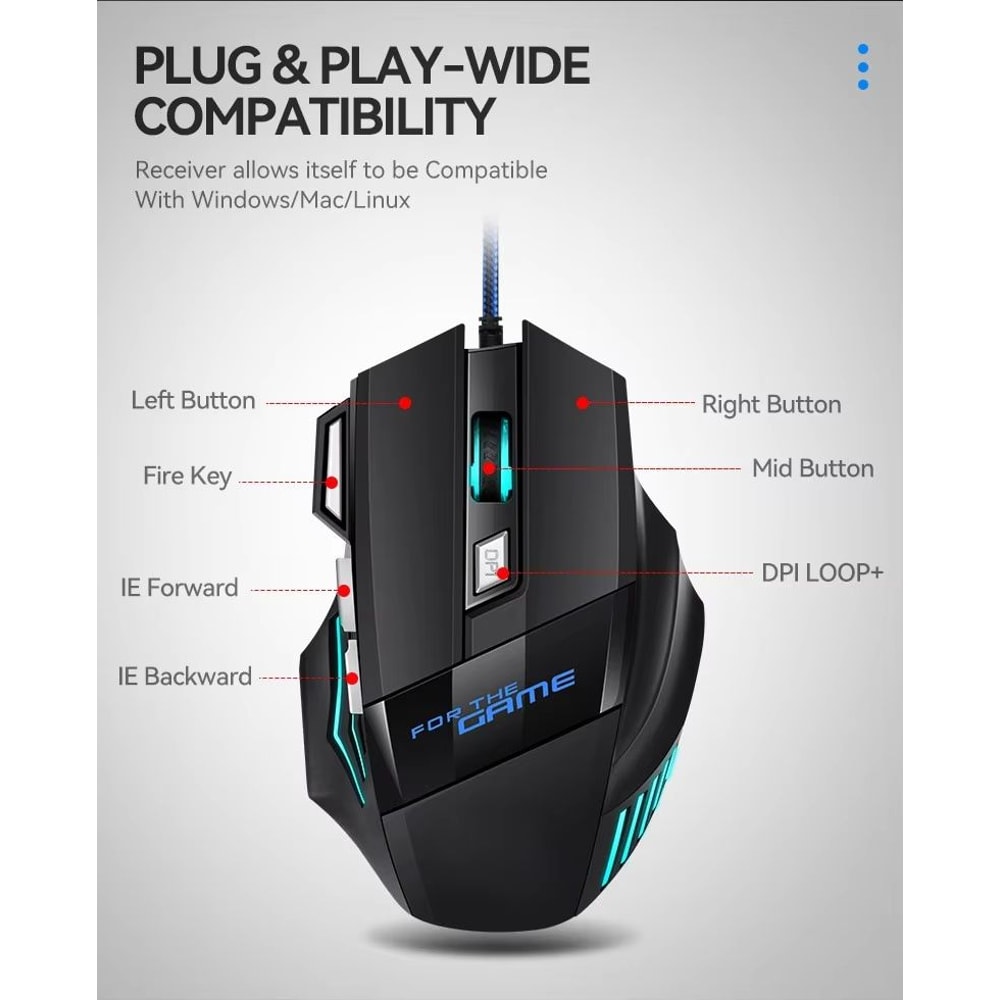 Hyperspeed RGB Wired Gaming Mouse 7 Button Ergonomic Esports Mouse For PC And Laptop 5