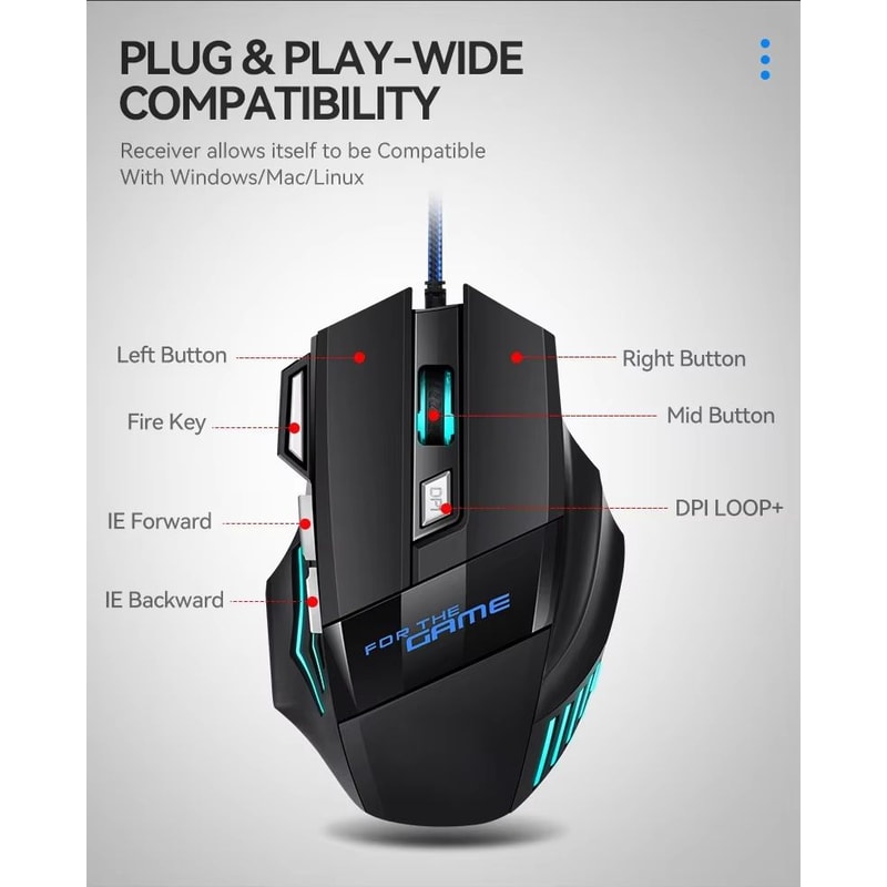 Hyperspeed RGB Wired Gaming Mouse 7 Button Ergonomic Esports Mouse For PC And Laptop 5