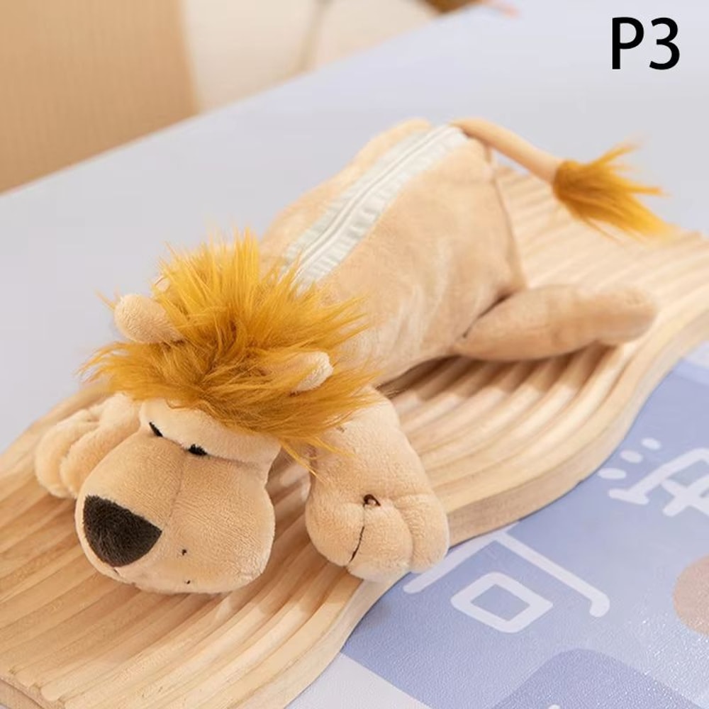 Cute Cartoon Animal Plush Pencil Case For Kids Large Capacity Pencil Case School Stationery Organiz 9