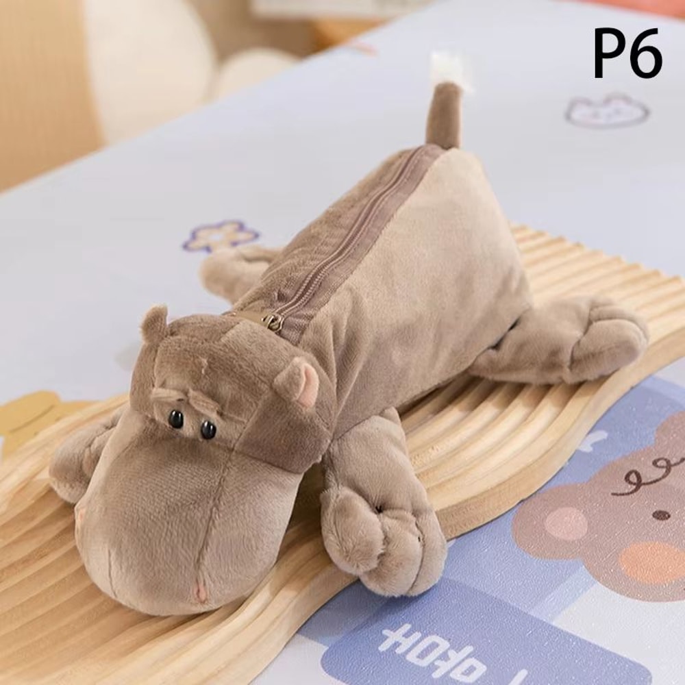 Cute Cartoon Animal Plush Pencil Case For Kids Large Capacity Pencil Case School Stationery Organiz 11