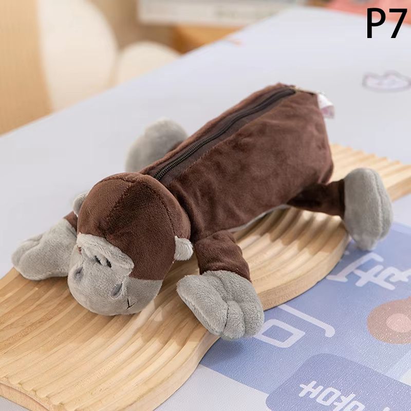 Cute Cartoon Animal Plush Pencil Case For Kids Large Capacity Pencil Case School Stationery Organiz 12