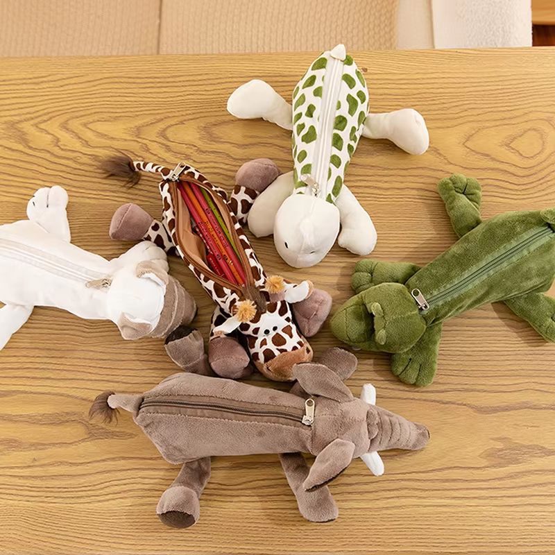 Cute Cartoon Animal Plush Pencil Case For Kids Large Capacity Pencil Case School Stationery Organiz 3
