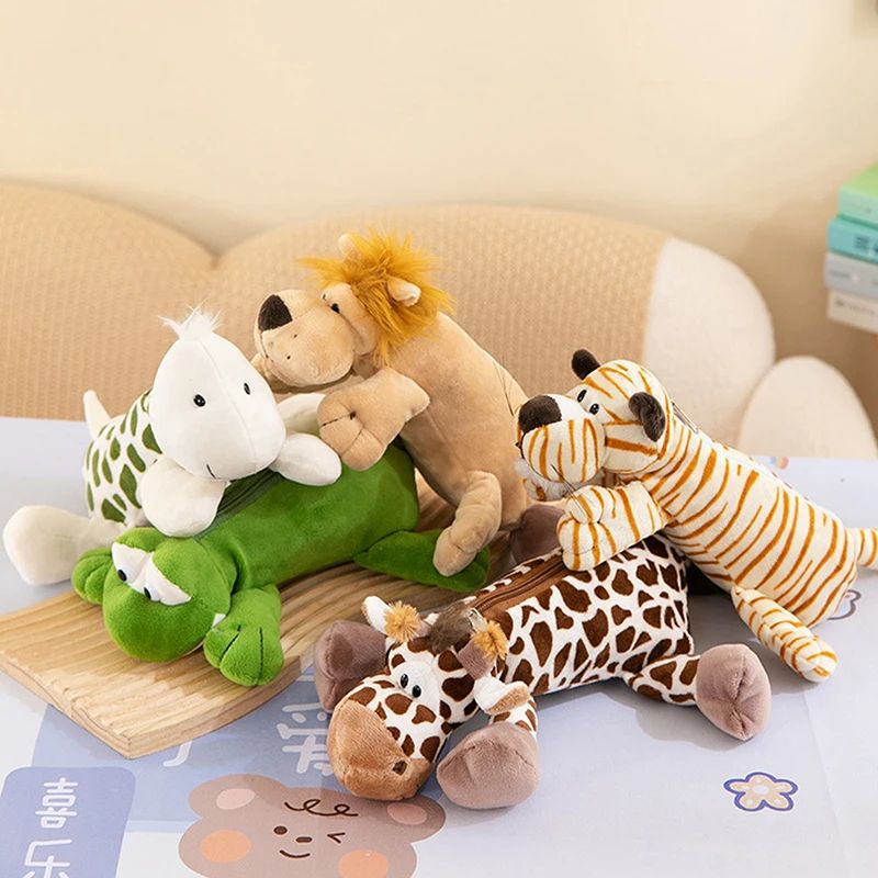 Cute Cartoon Animal Plush Pencil Case For Kids Large Capacity Pencil Case School Stationery Organiz 4