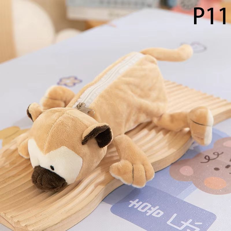 Cute Cartoon Animal Plush Pencil Case For Kids Large Capacity Pencil Case School Stationery Organiz 16