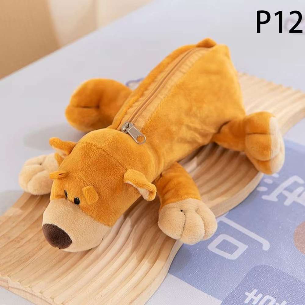 Cute Cartoon Animal Plush Pencil Case For Kids Large Capacity Pencil Case School Stationery Organiz 17