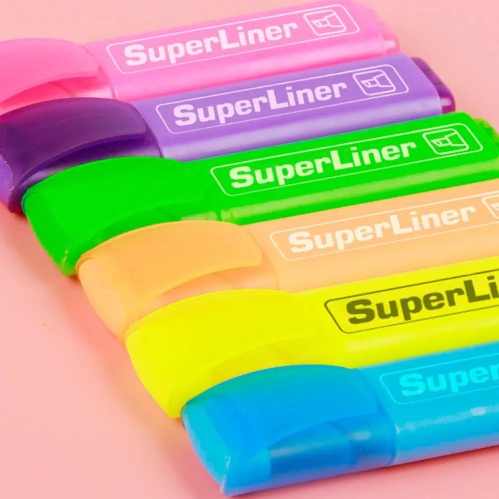 Colorful Fluorescent Highlighter Markers Oblique Tip Flat Shape Art Pens 4 Or 6 Colors 1