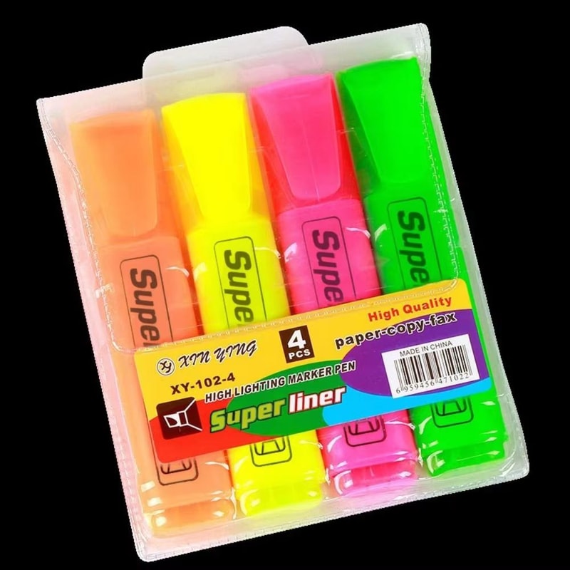 Colorful Fluorescent Highlighter Markers Oblique Tip Flat Shape Art Pens 4 Or 6 Colors 7