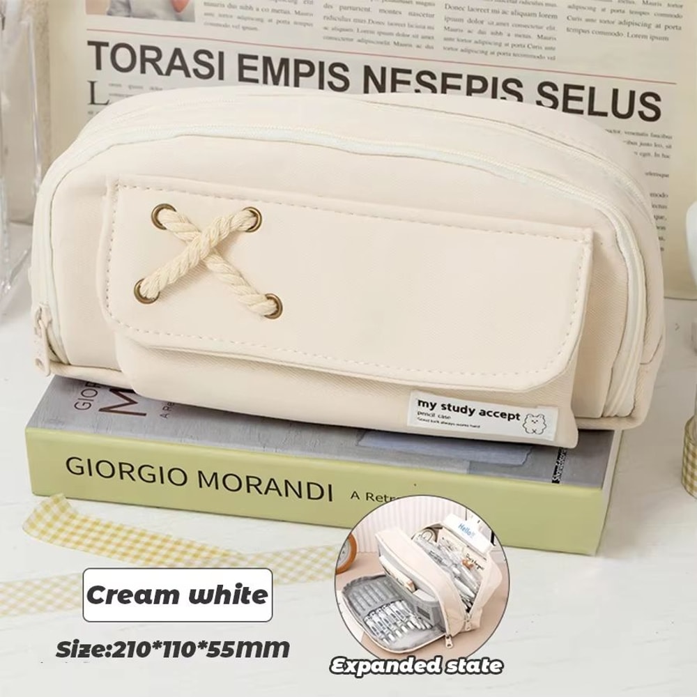 INS Minimalist Large Capacity Pencil Case Student Stationery Organizer Pouch 10