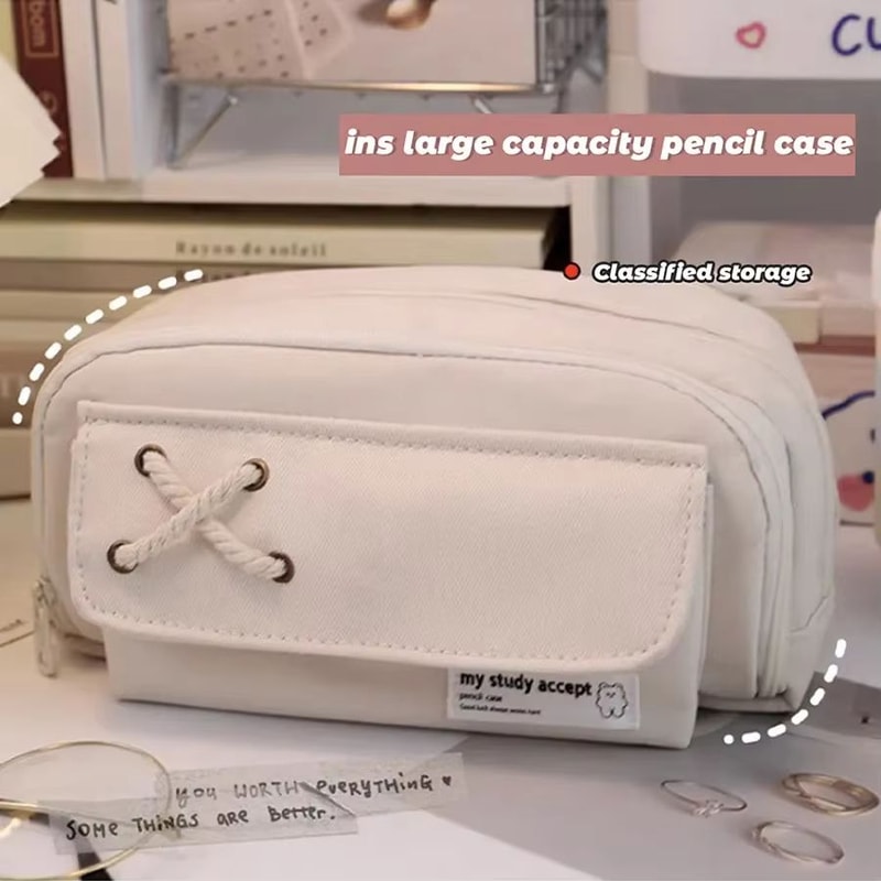 INS Minimalist Large Capacity Pencil Case Student Stationery Organizer Pouch 1