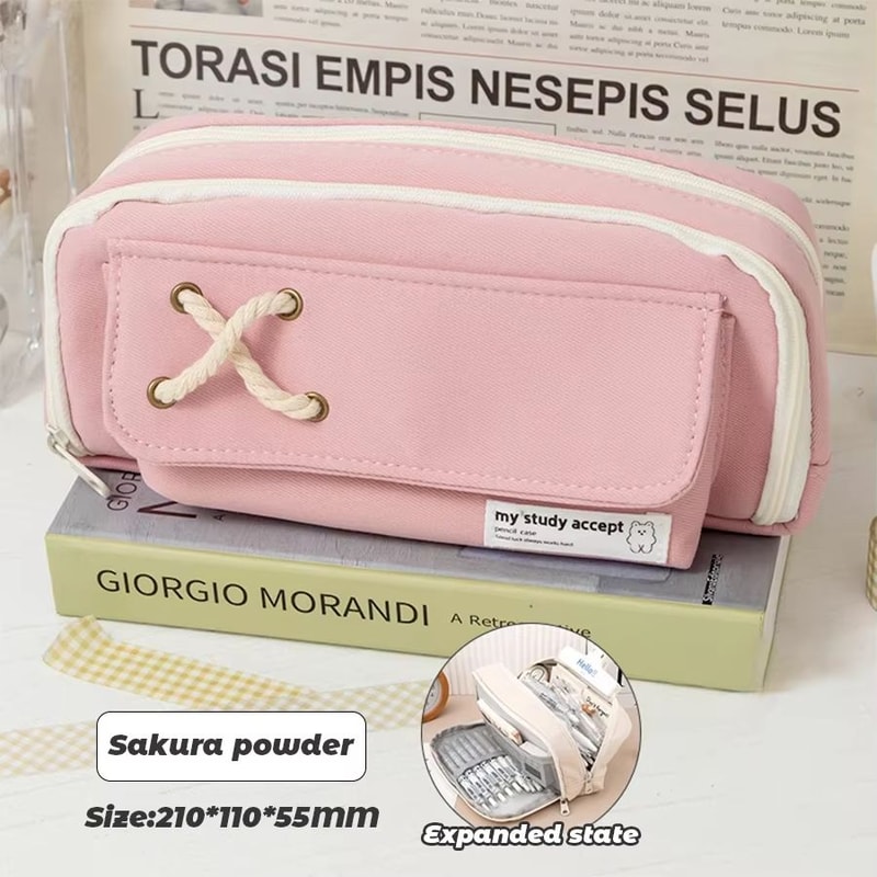 INS Minimalist Large Capacity Pencil Case Student Stationery Organizer Pouch 7