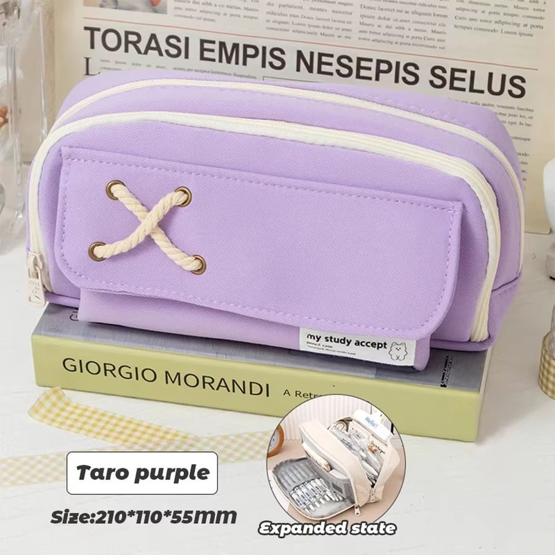 INS Minimalist Large Capacity Pencil Case Student Stationery Organizer Pouch 8