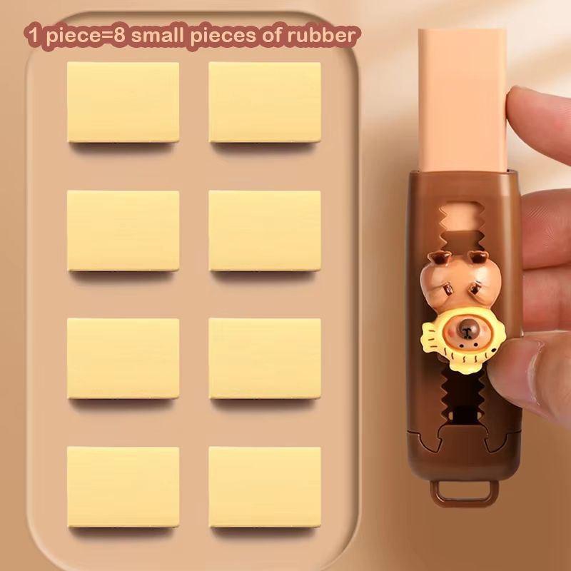 Kawaii Capybara Push Pull Eraser Cute Retractable Clean Erasing Rubber For School And Office 4