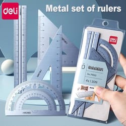 deli metal triangle ruler set geometry measuring rulers for school drawing and office use