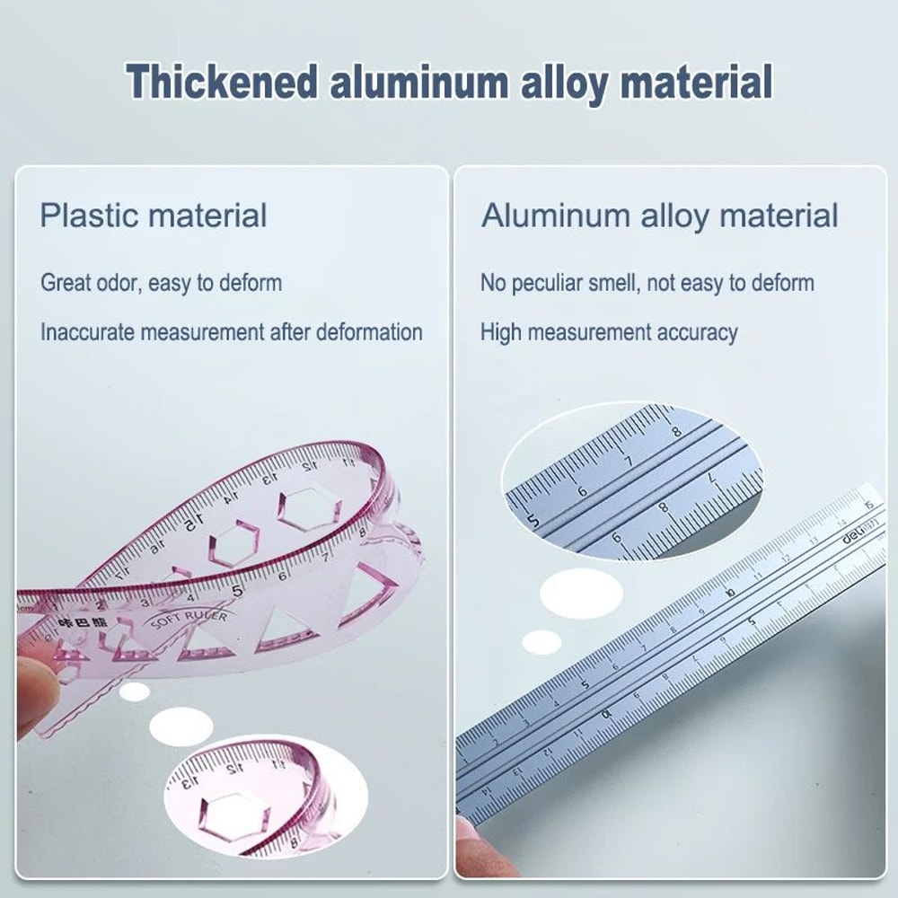 Deli Metal Triangle Ruler Set Geometry Measuring Rulers For School Drawing And Office Use 2