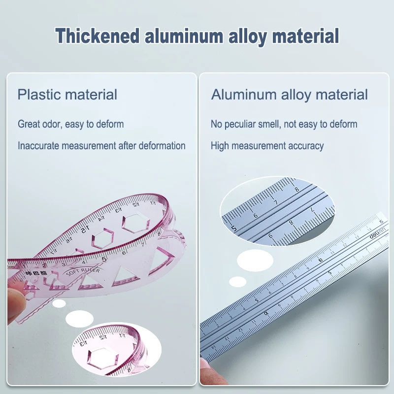 Deli Metal Triangle Ruler Set Geometry Measuring Rulers For School Drawing And Office Use 2