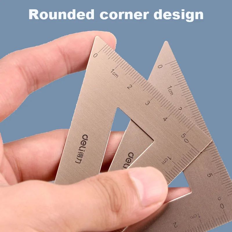 Deli Metal Triangle Ruler Set Geometry Measuring Rulers For School Drawing And Office Use 4